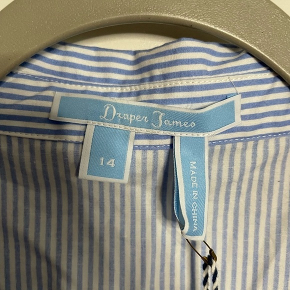 Draper James Dress Stripe Poplin Cold Shoulder Dress Blue White Size 14 NWT - Picture 6 of 7